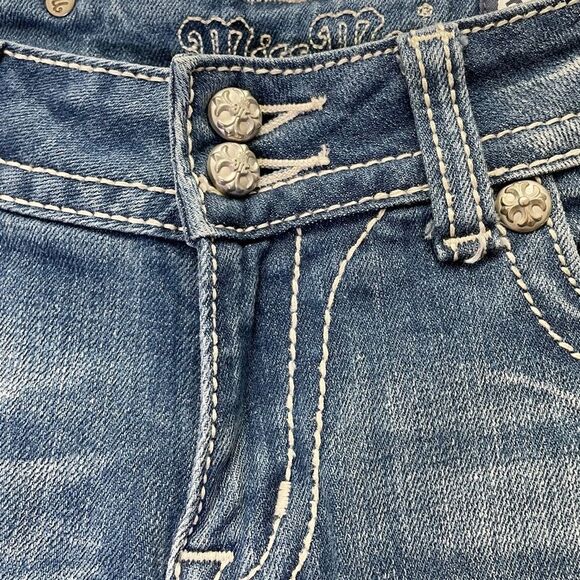 Miss Me Y2K Jeans Bling Rhinestone Angel Wing Bootcut Medium Wash JP5086 Size 29 - Picture 13 of 16